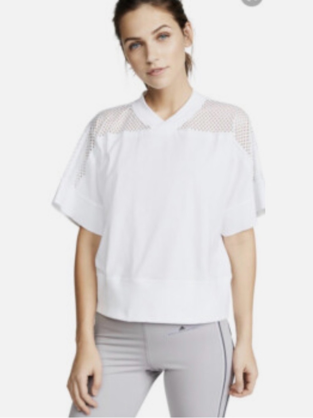 adidas Stella Mccartney White Perforated Mesh Top size L